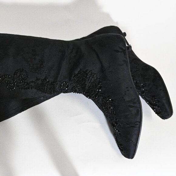 Vintage Christian Lacroix Knee High Boots with Kitten Hill Black Size 38 - Picture 5 of 7